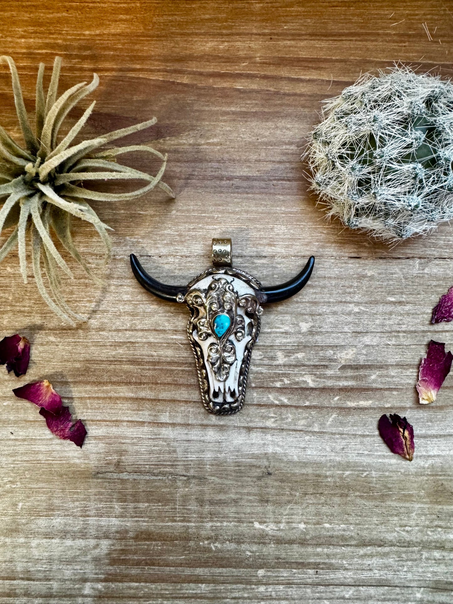 Big Antler longhorn with turquoise pendant II