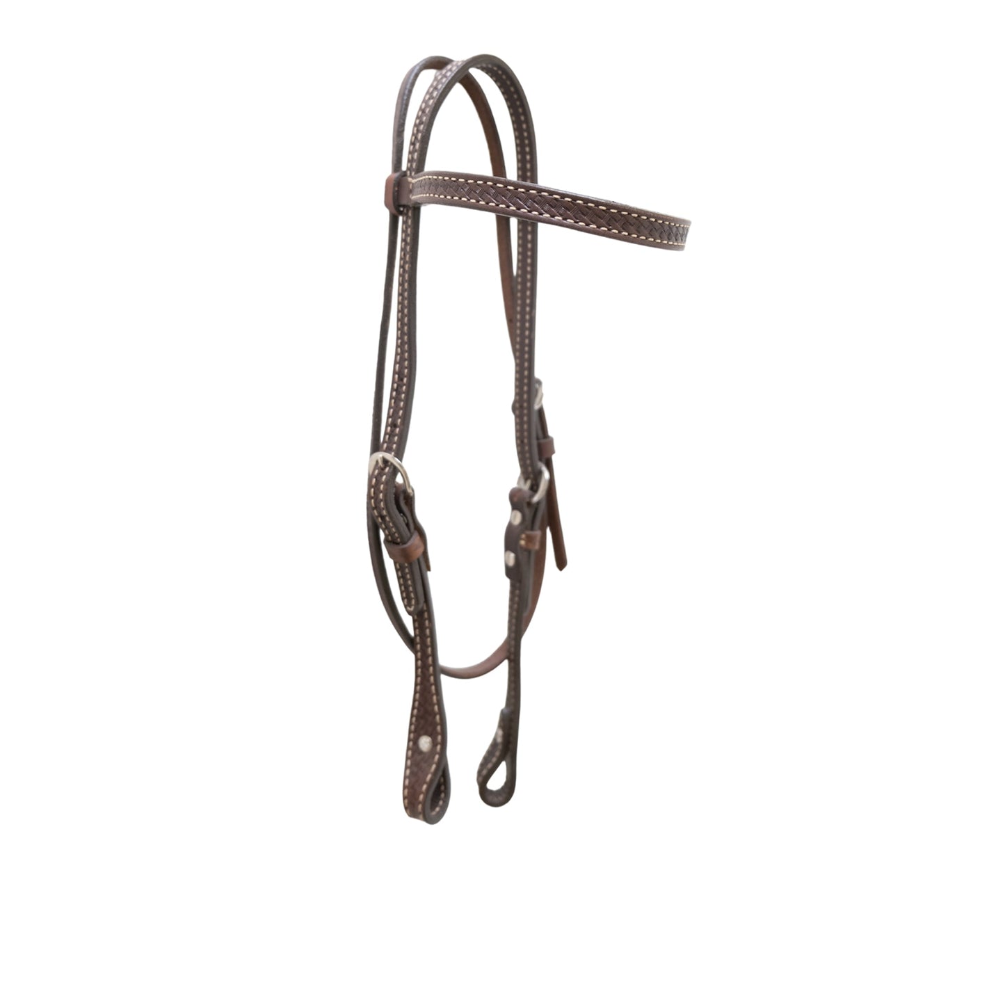 2015-CHK 1/2" Straight broadband headstall chocolate leather basket tooled