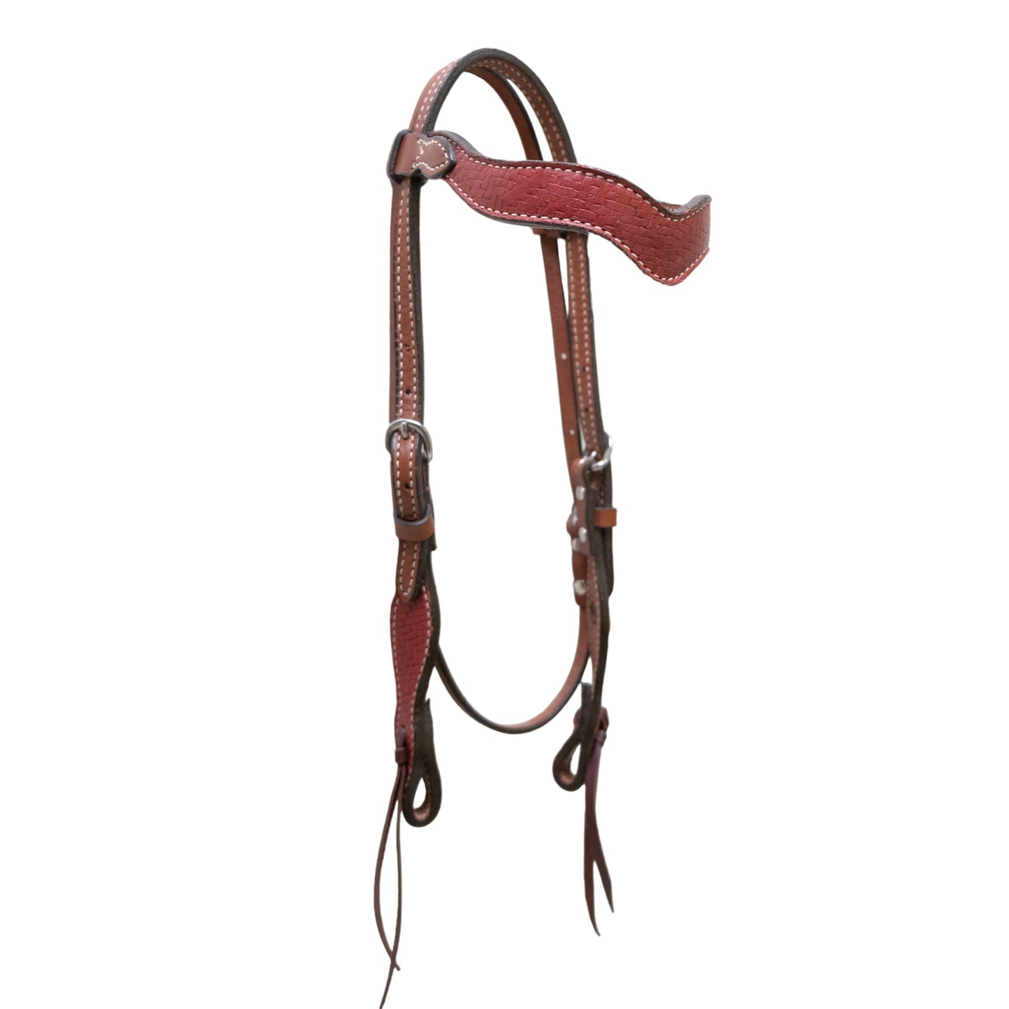 2117-WEAVE 1-1/2" Wave browband headstall toast leather weave overlay