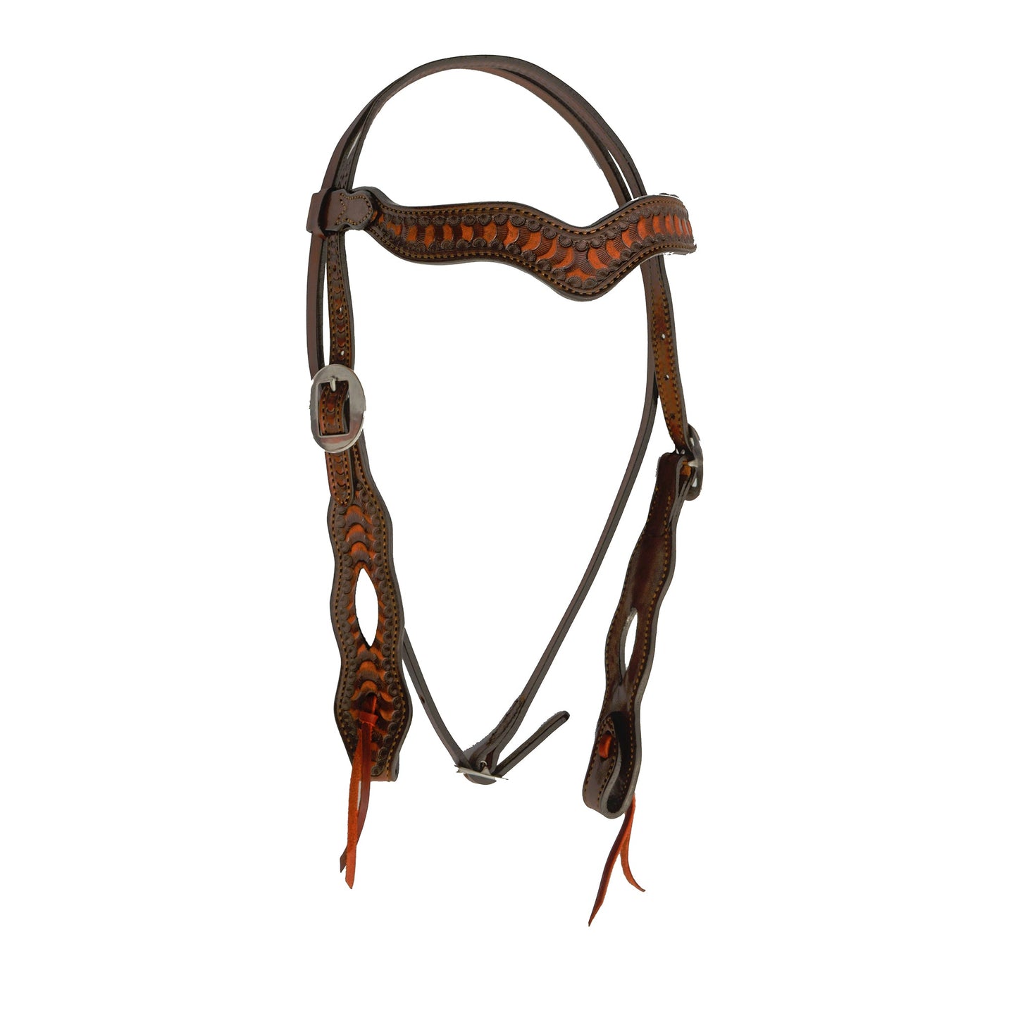 2417 1-1/2" Wave browband headstall toast leather wave tooling