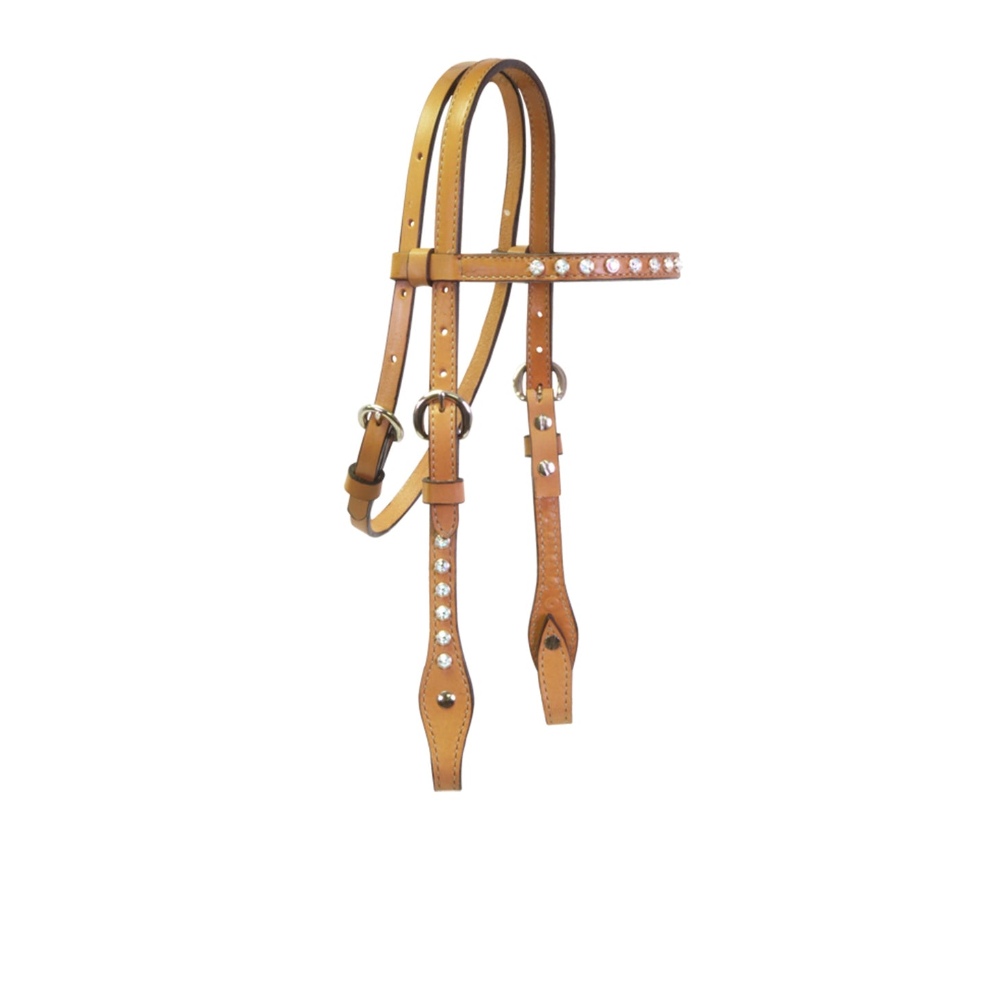 2715-J 1/2" Pony straight browband headstall golden leather with crystals