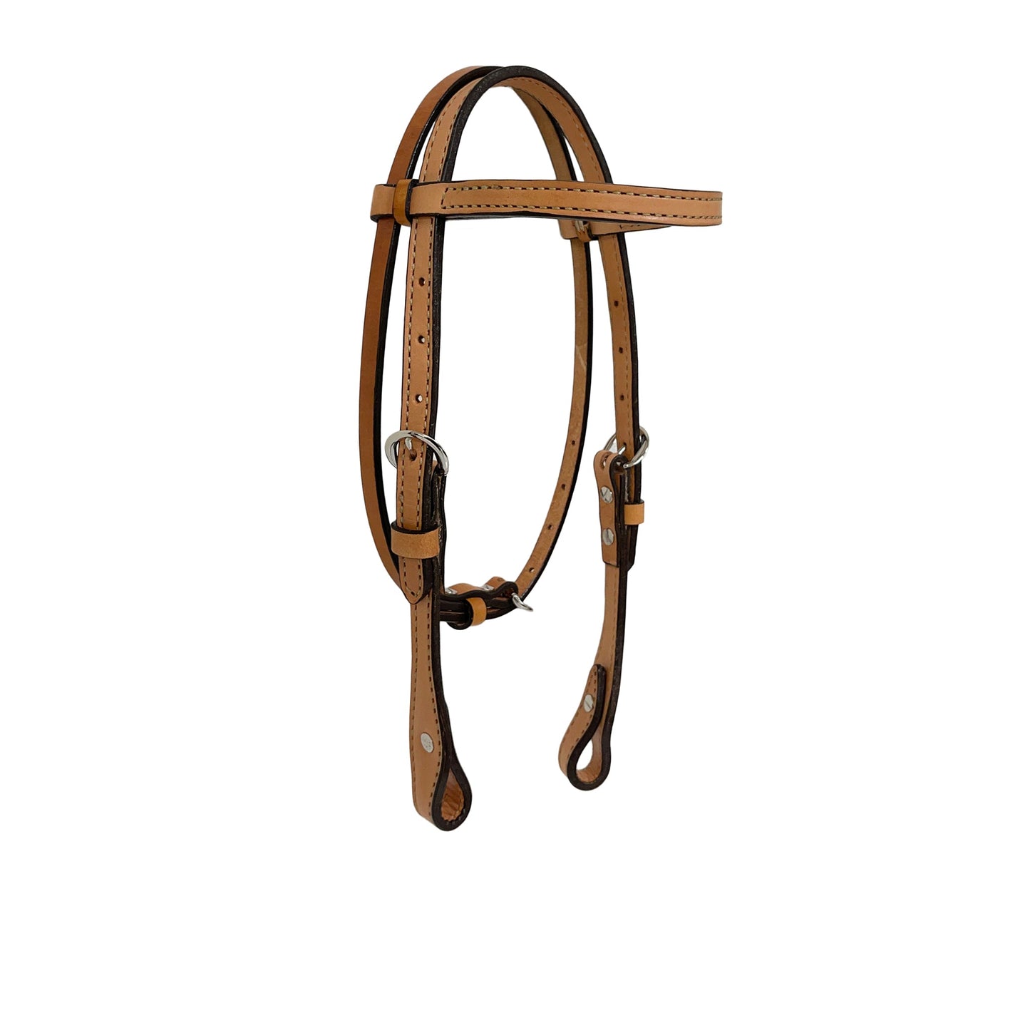 2715 1/2" Pony straight browband headstall golden leather beige stitching