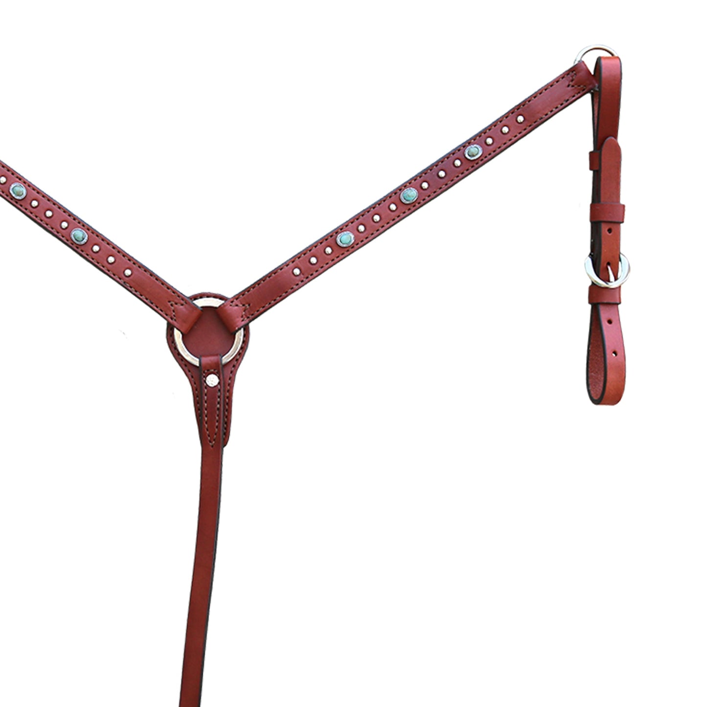 3014-TP4 1" Breast collar rough out toast leather with turquoise and SS spots