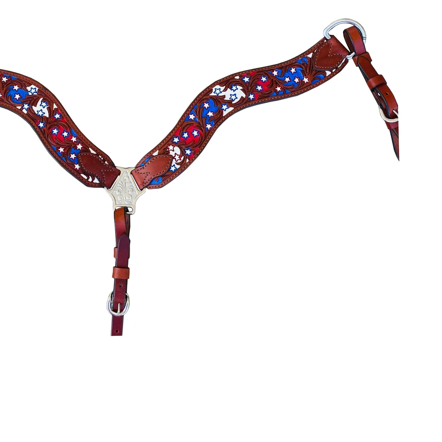 3017-USA 2-1/2" Wave breast collar toast leather combo AA/star tooling with background paint