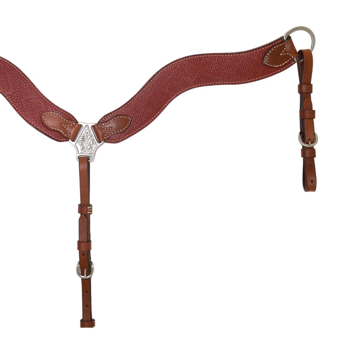 3017-WEAVE 2-1/2" Wave breast collar toast leather weave overlay