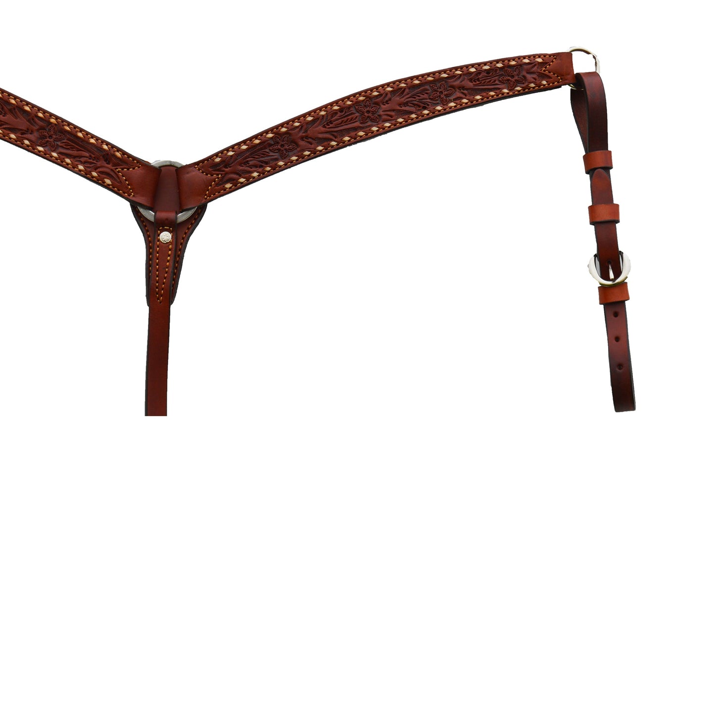 3023-AB 1-3/4" Contour breast collar toast leather AA tooling with buckstitch