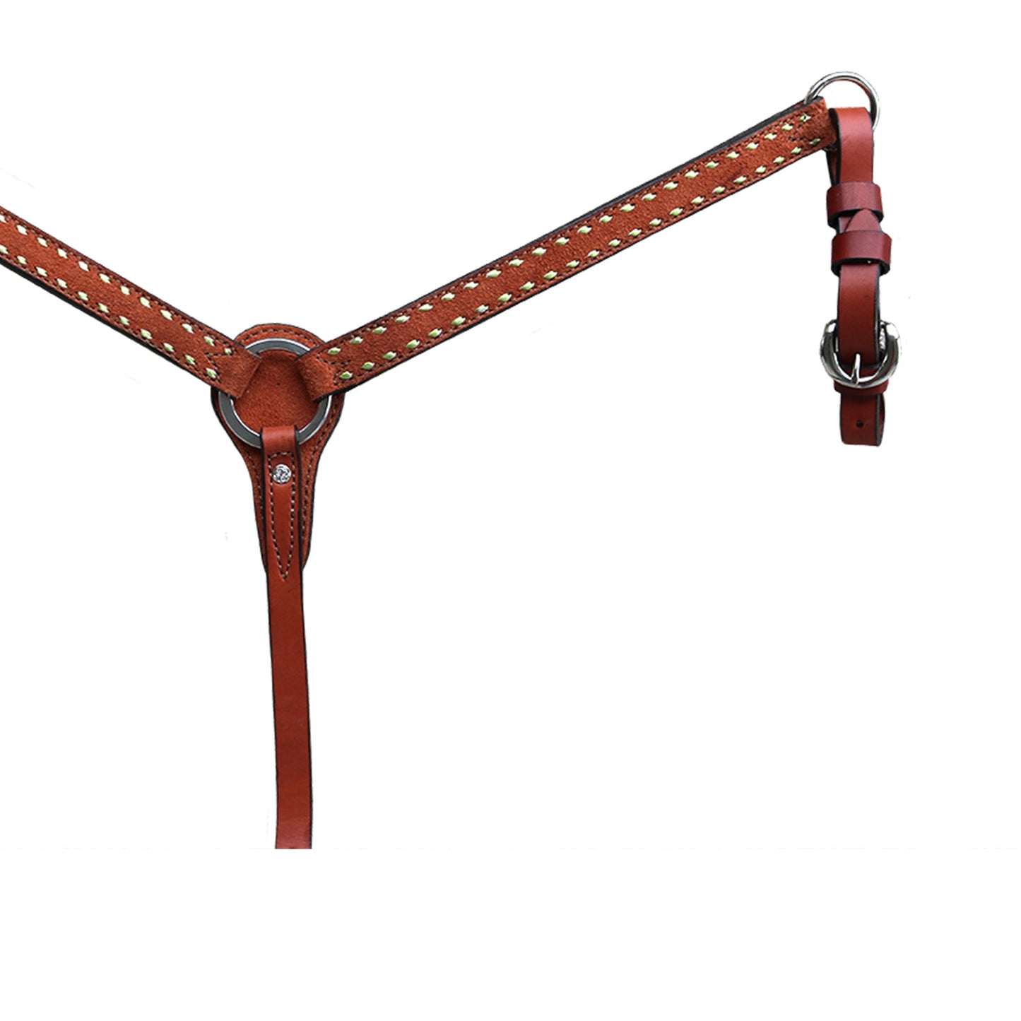 3714-ROL 1" Pony straight breast collar rough out toast leather with buckstitch