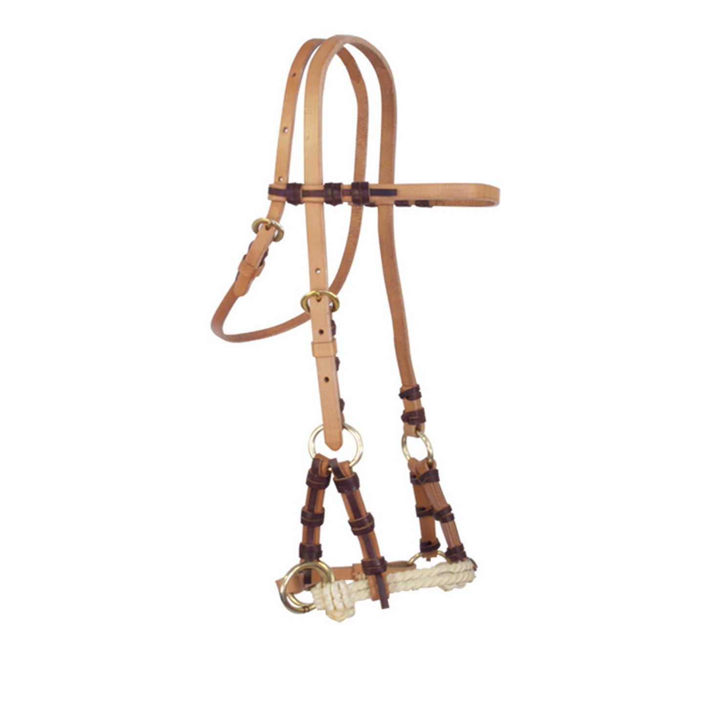 505-HL 5/8" Straight browband headstall harness leather side pull double rope