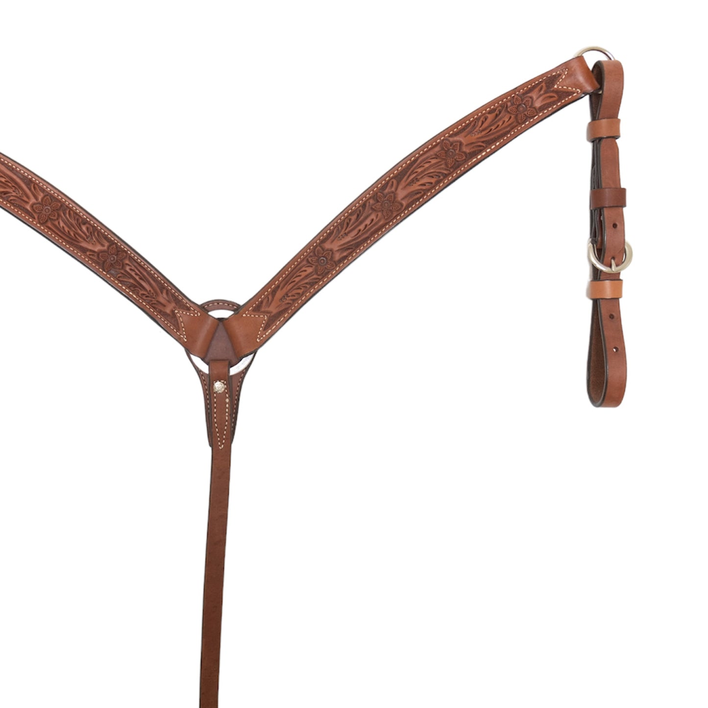 E-3023-CAA 2" Elite breast collar toast leather floral tooled