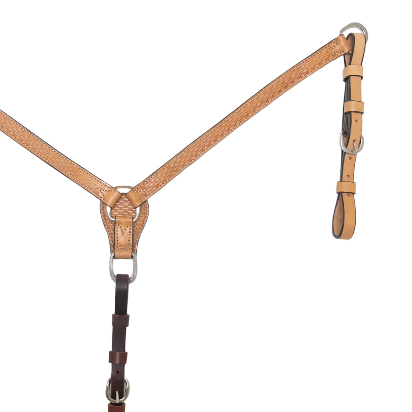 E-3015-K 1" Elite breast collar golden leather basket tooled
