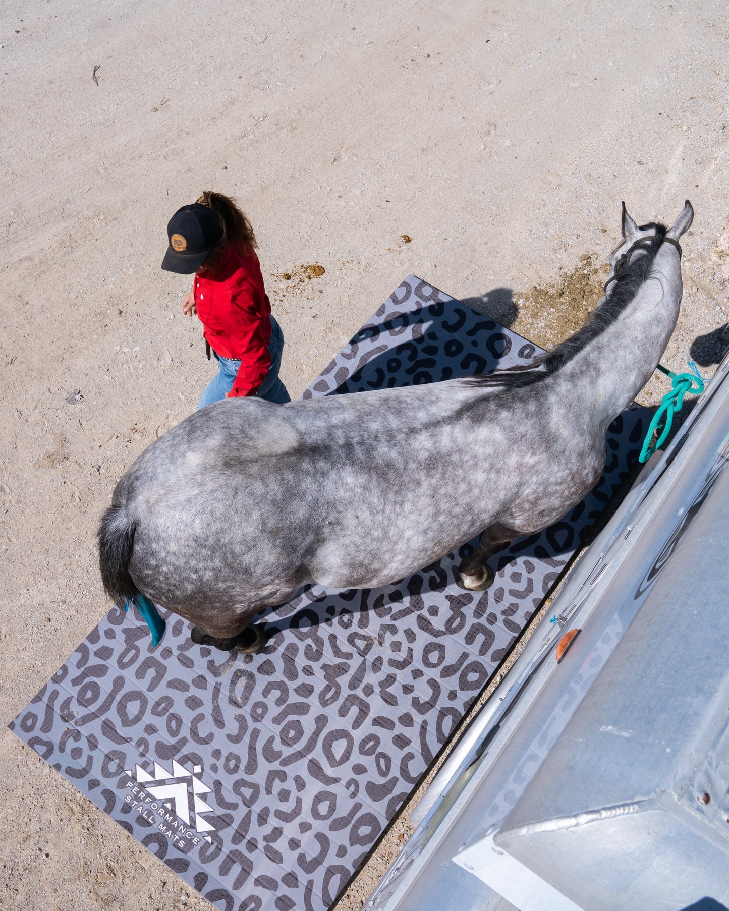 5X10 Black on Grey Leopard Stall Mat