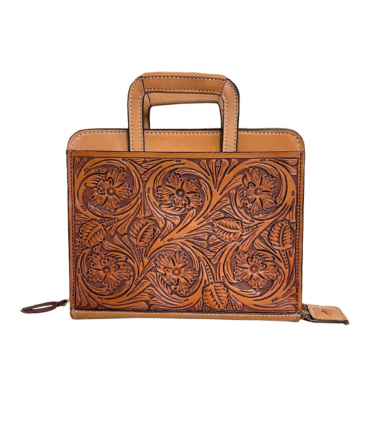 Cowboy Briefcase golden wild rose tooling with an antique finish