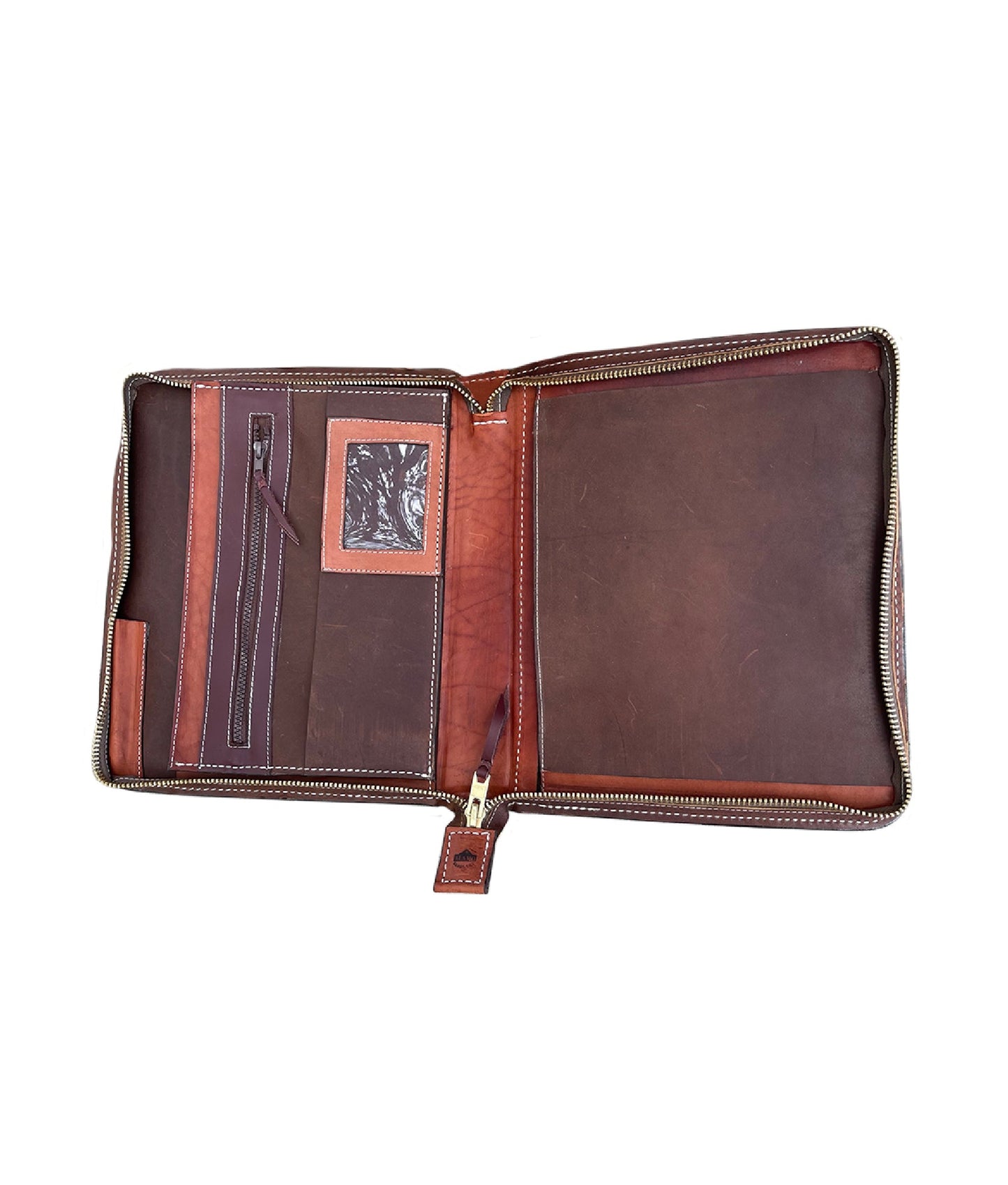 Cowboy Briefcase rough out chocolate leather geo-aztec tooling