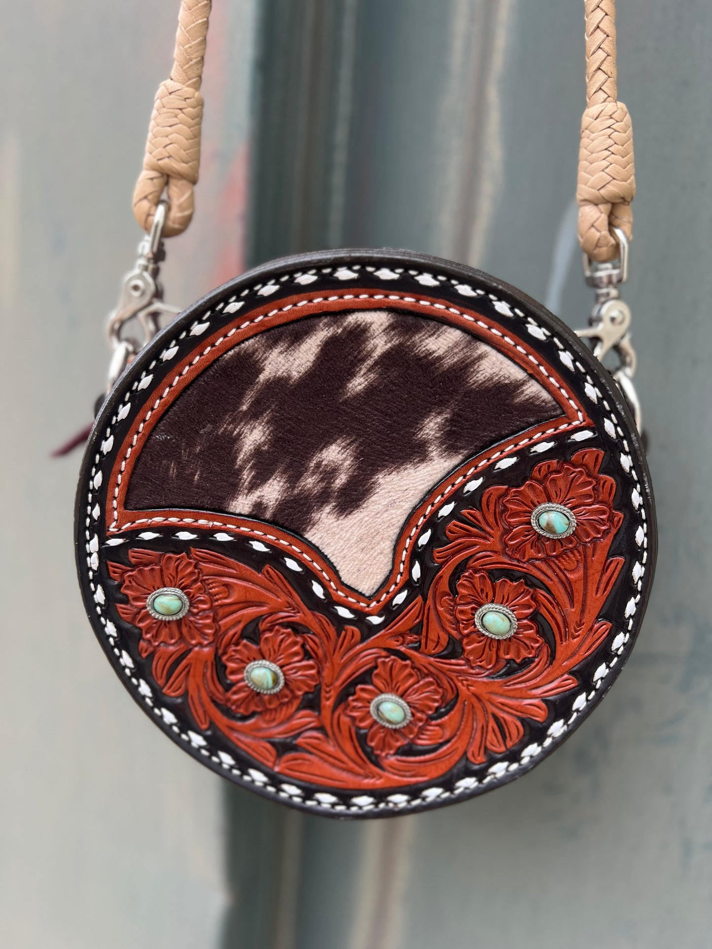 PRE-ORDER ONLY 8" Turquoise Stone Canteen Handbag