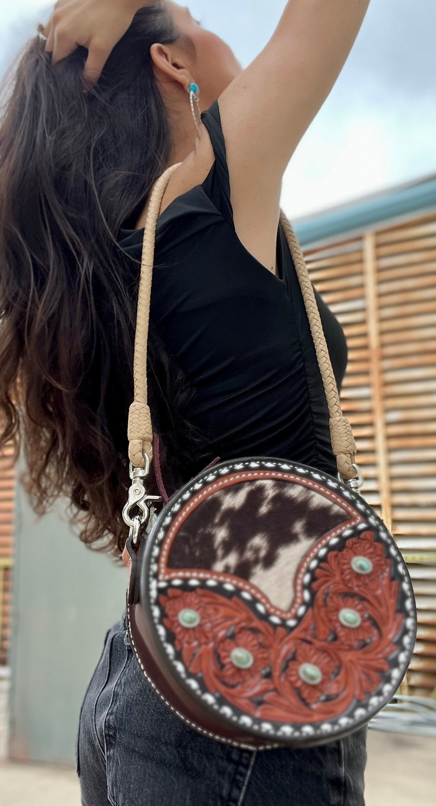 PRE-ORDER ONLY 8" Turquoise Stone Canteen Handbag