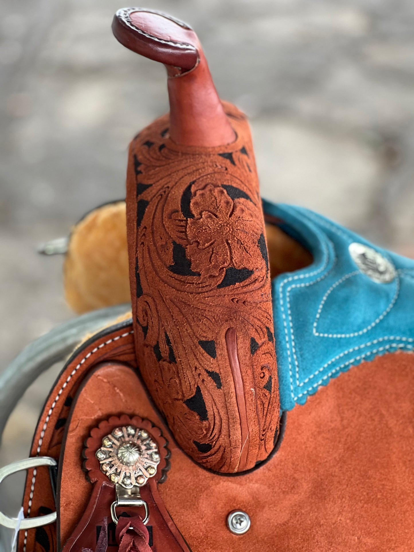 14.5" Ranshe Turquoise Barrel Saddle