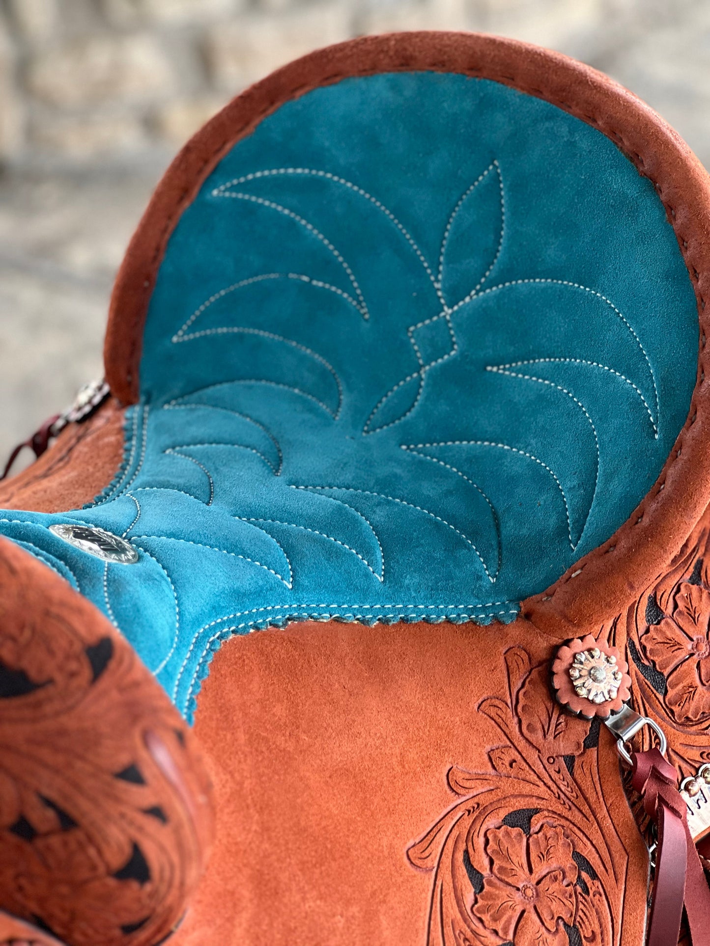 14.5" Ranshe Turquoise Barrel Saddle