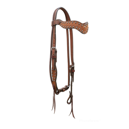 2117-ROT 1-1/2" Wave browband headstall rough out toast leather with spots