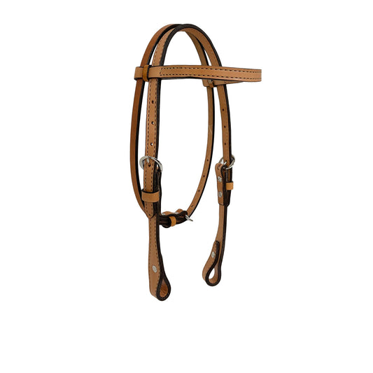 2715 1/2" Pony straight browband headstall golden leather beige stitching