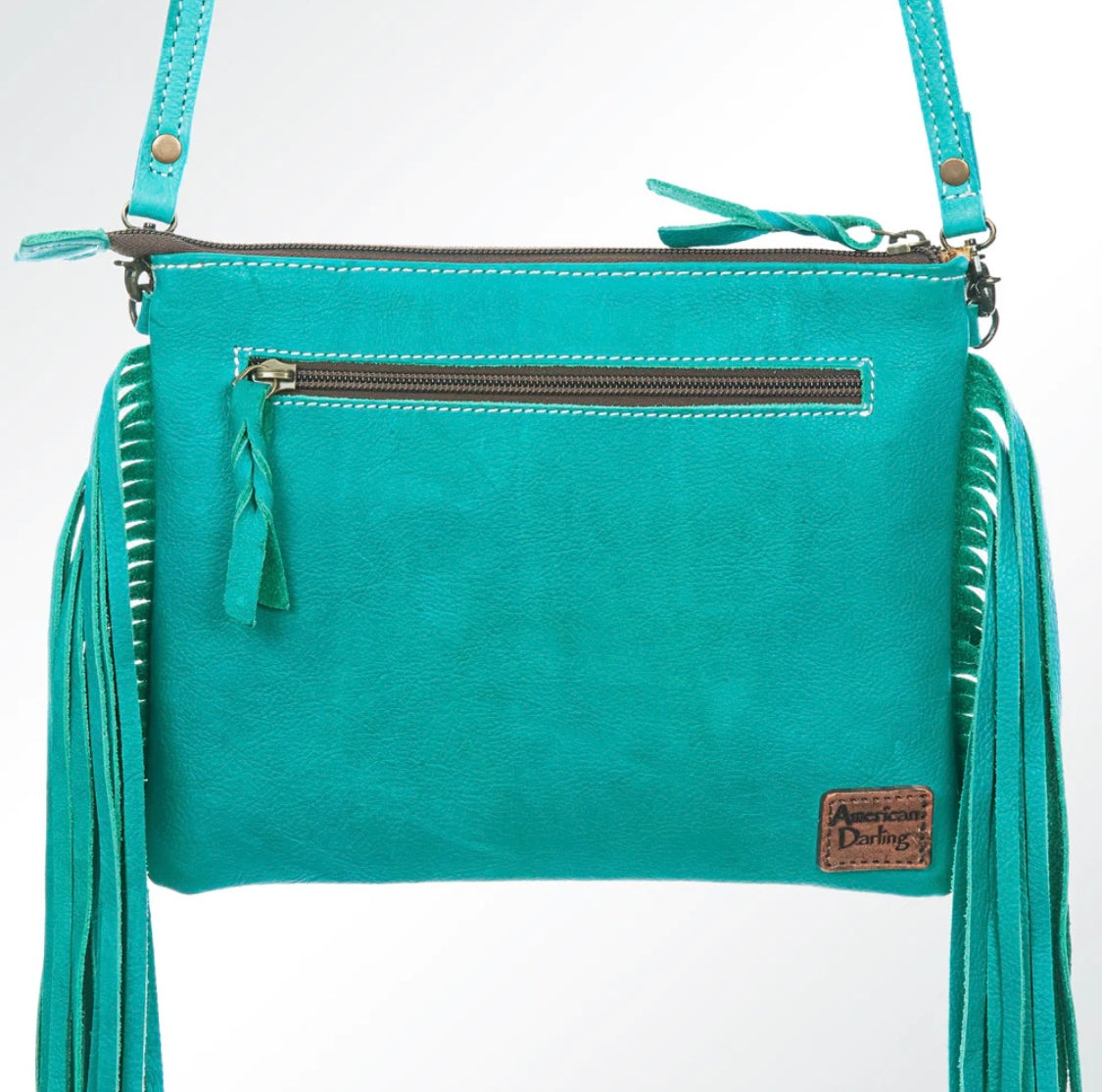 Cheetah with Turquoise Fringe Small Crossbody Bag