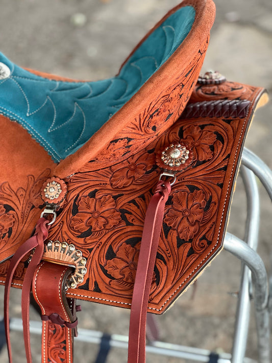 14.5" Ranshe Turquoise Barrel Saddle