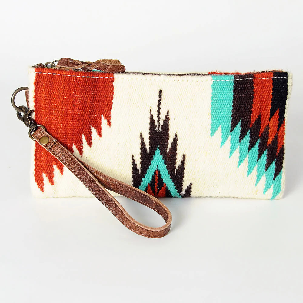 Red & Turquoise Aztec Wristlet Bag