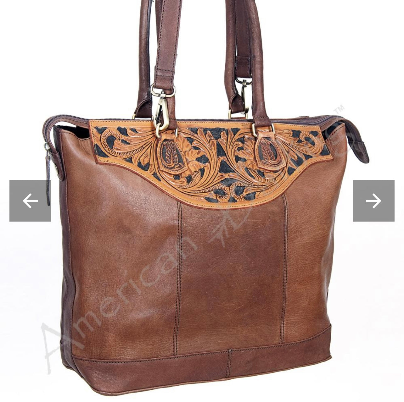 Tooled Leather Large Messenge Bag