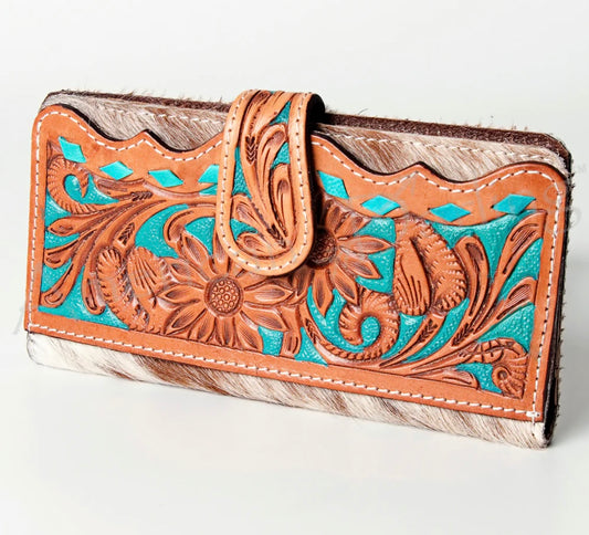 Cowhide & Tooled Wallet Bag